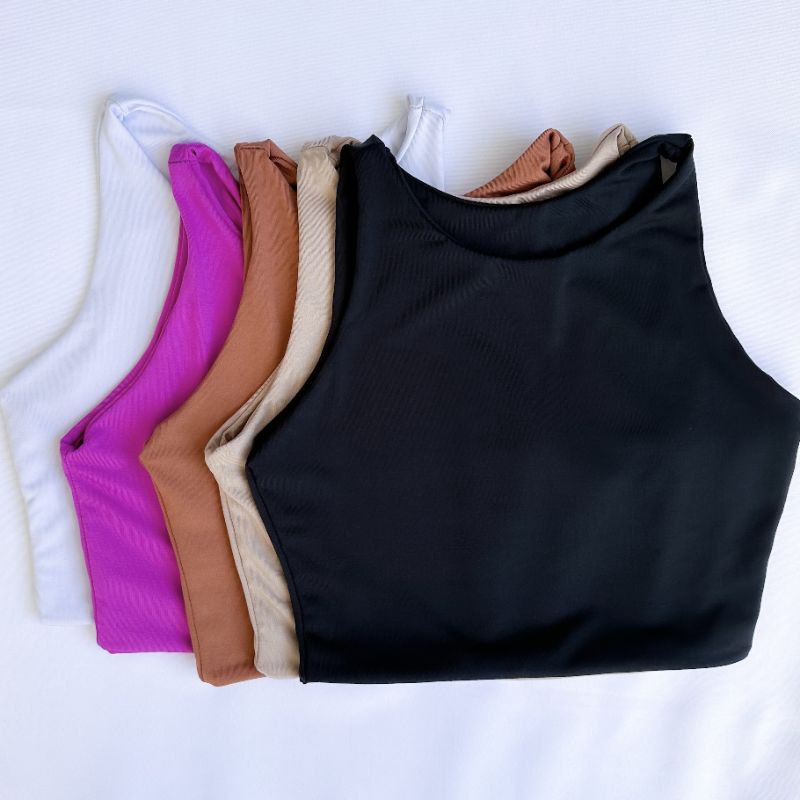 Kit 2 Cropped Liso Básico Feminino Suplex
