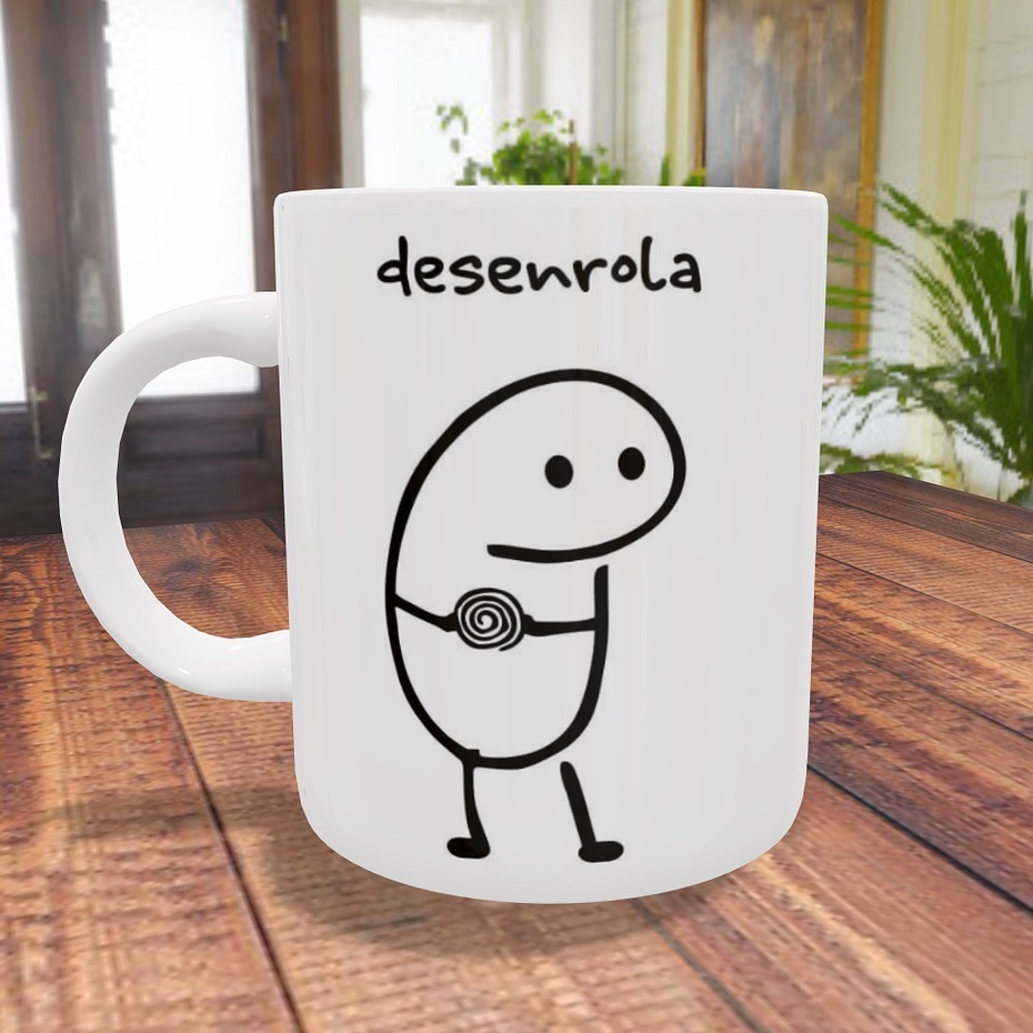 Caneca / Xícara Flork Sincero Desenrola Bate Joga de Ladinho Cafézinho Divertido engraçado
