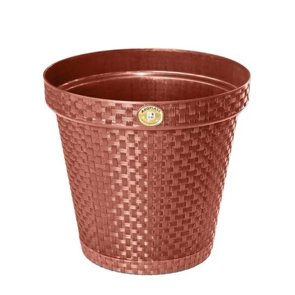 Vaso Redondo Rattan Terracota 27,5 Cm 10 Litros Marrom 25820PM Arqplast