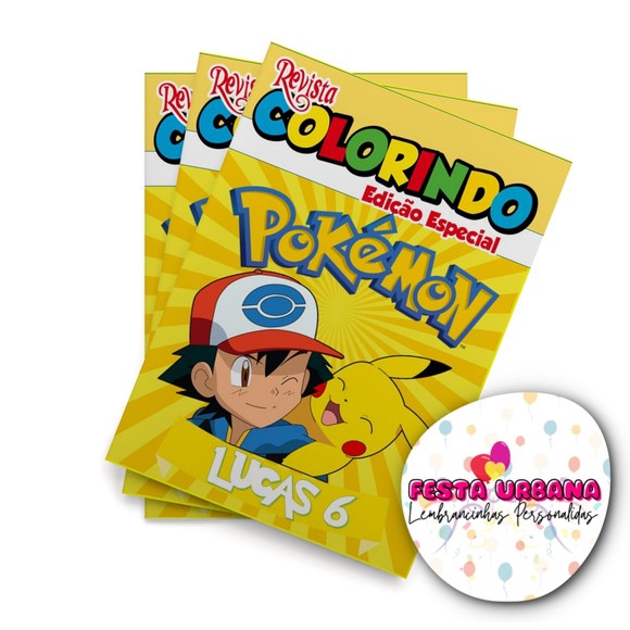 Kit 10 Livrinho para colorir Pokemon Revistinha de colorir Lembrancinha  personalizada Festa infantil Atividades para Pintar (Capa Tipo 2)