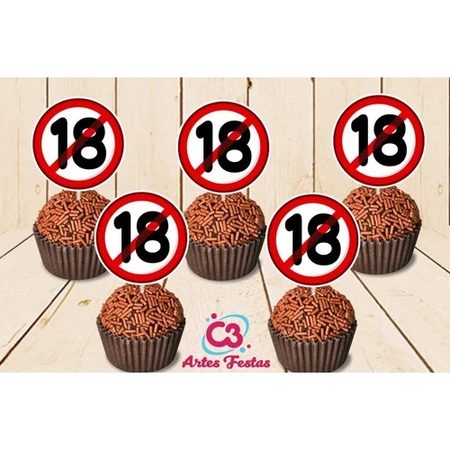 Festa Proibido Menores De 18 - 50 Topper Tags Para Docinhos