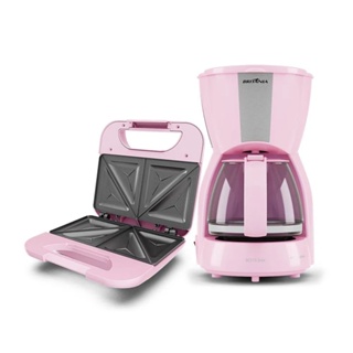Kit Cozinha Britânia Rosa  Sanduicheira + Cafeteira 15 Xicaras Rosa