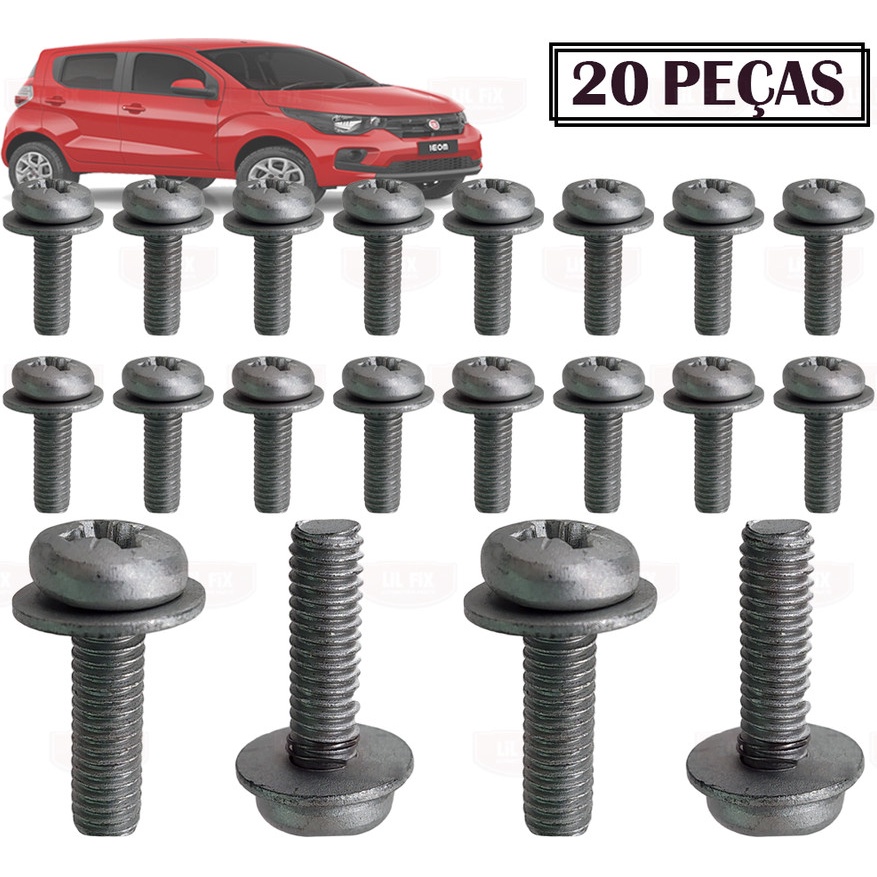 20 Parafusos do Console Central Painel Fiat Mobi Uno 