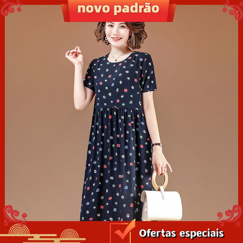 Vestido de Manga Curta da Mãe Média 50 anos de idade 60 anos de idade ...