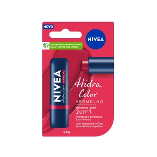 NIVEA Hidratante Labial Hidra Color 2 em 1 Vermelho 4,8g