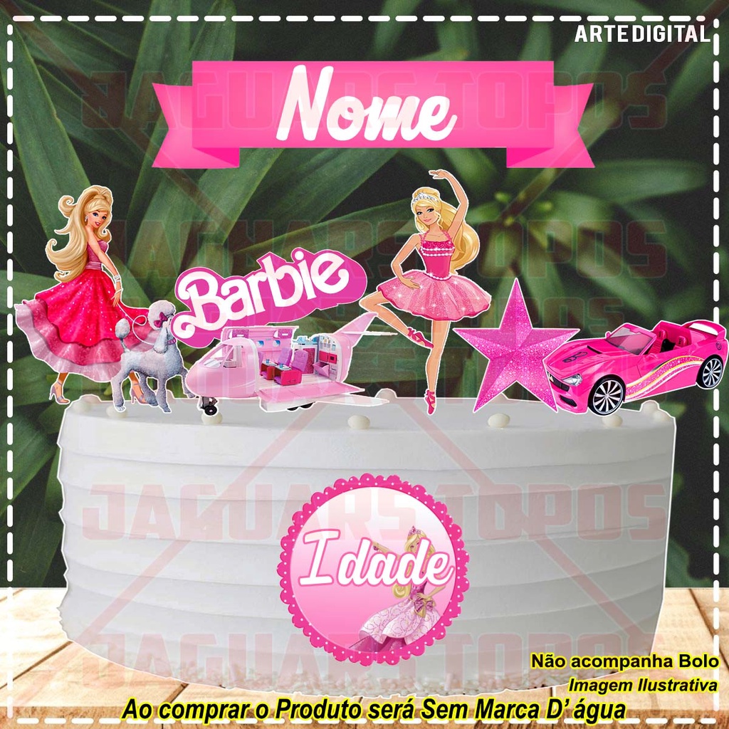 Topo De Bolo - Desenho Barbi. e - Pronto No Palito Personalizado