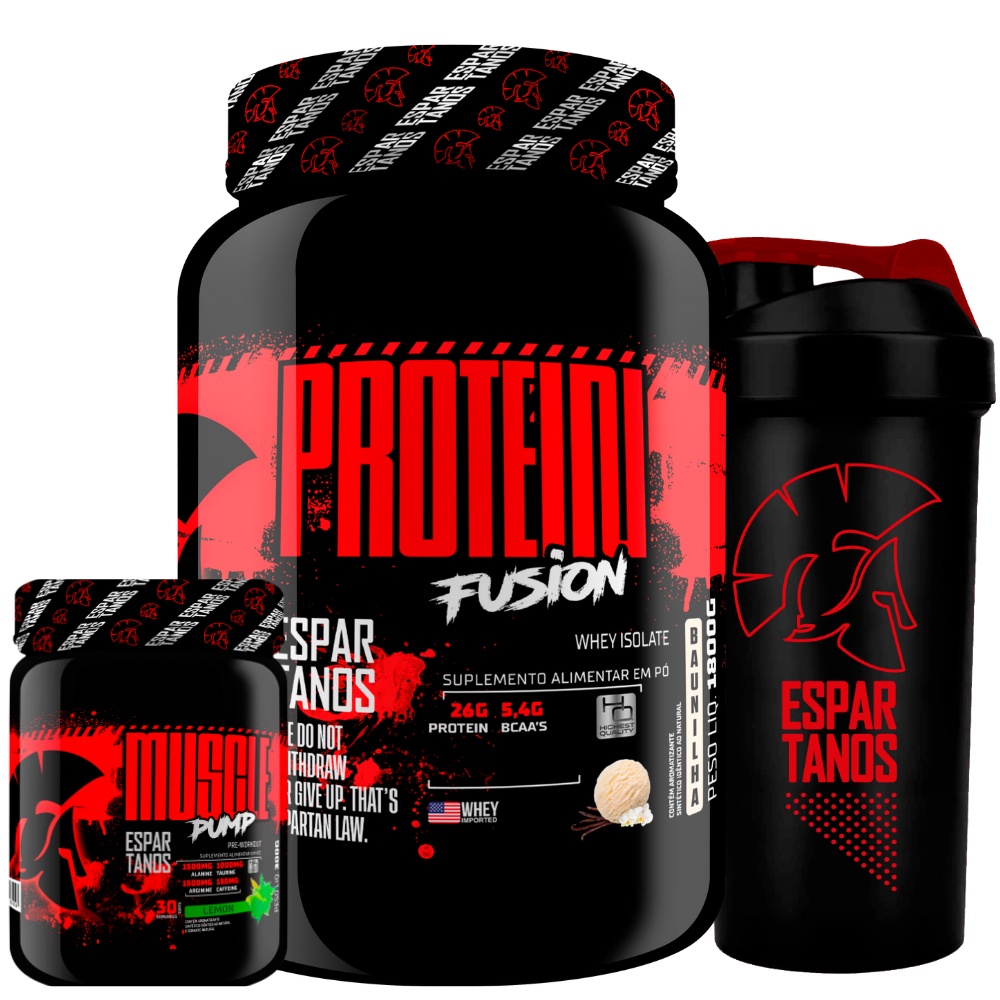 Combo Whey Fusion 1800G + Pré Treino Muscle Pump 300G + Copo