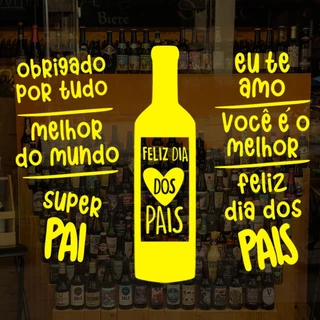 Adesivo Para Vitrine Loja Vinho Garrafa Feliz Dia Dos Pais G