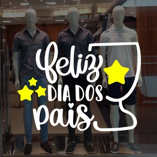 Adesivos decorativo para Vitrine de Dia dos Pais Troféu G - Loja, Restaurante, Comercio
