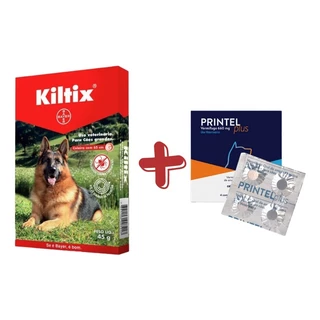 Kit Kiltix Coleira Antipulgas G + Vermífugo Printel Plus 4 Comprimidos em Oferta na Shopee