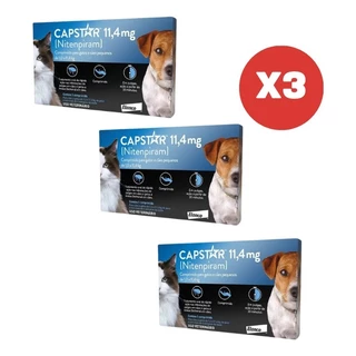 Kit 3 Capstar Antipulgas 11mg 1 Comprimido para Cães Gatos de até 11,4kg Elanco