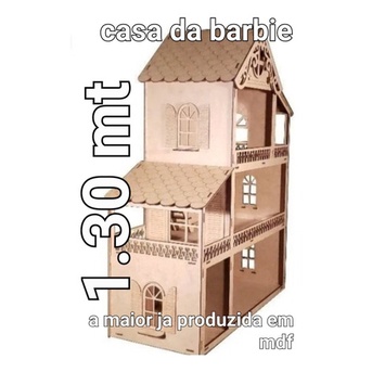 Casa Da Barbie Mdf Cru Casa De Boneca 1.30cm Brinquedo Grand