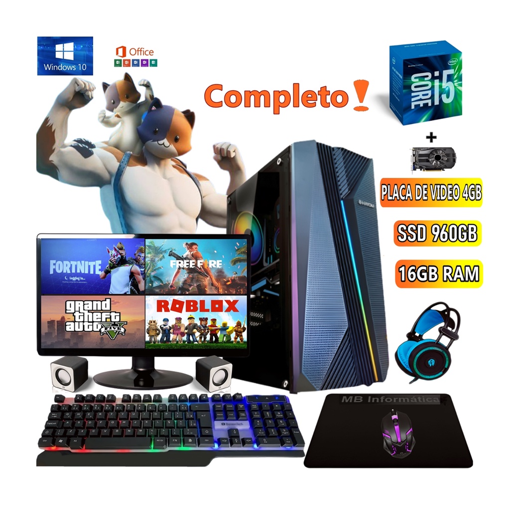 Pc Gamer Barato Completo Intel I5 8gb Hd 2tb Monitor 21