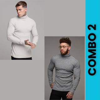 Combo 2 Blusa Segunda Pele Cacharrel Suéter Canelado Manga Longa e Gola Alta PROMOÇÃO