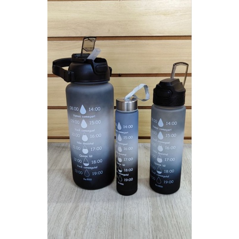 Garrafa D'água Galão Squeeze Degradê ,kit com 3 Garrafas treino escola trabalho com adesivo e frases motivaciona lAdesivos 2D e 3D Personalizavel