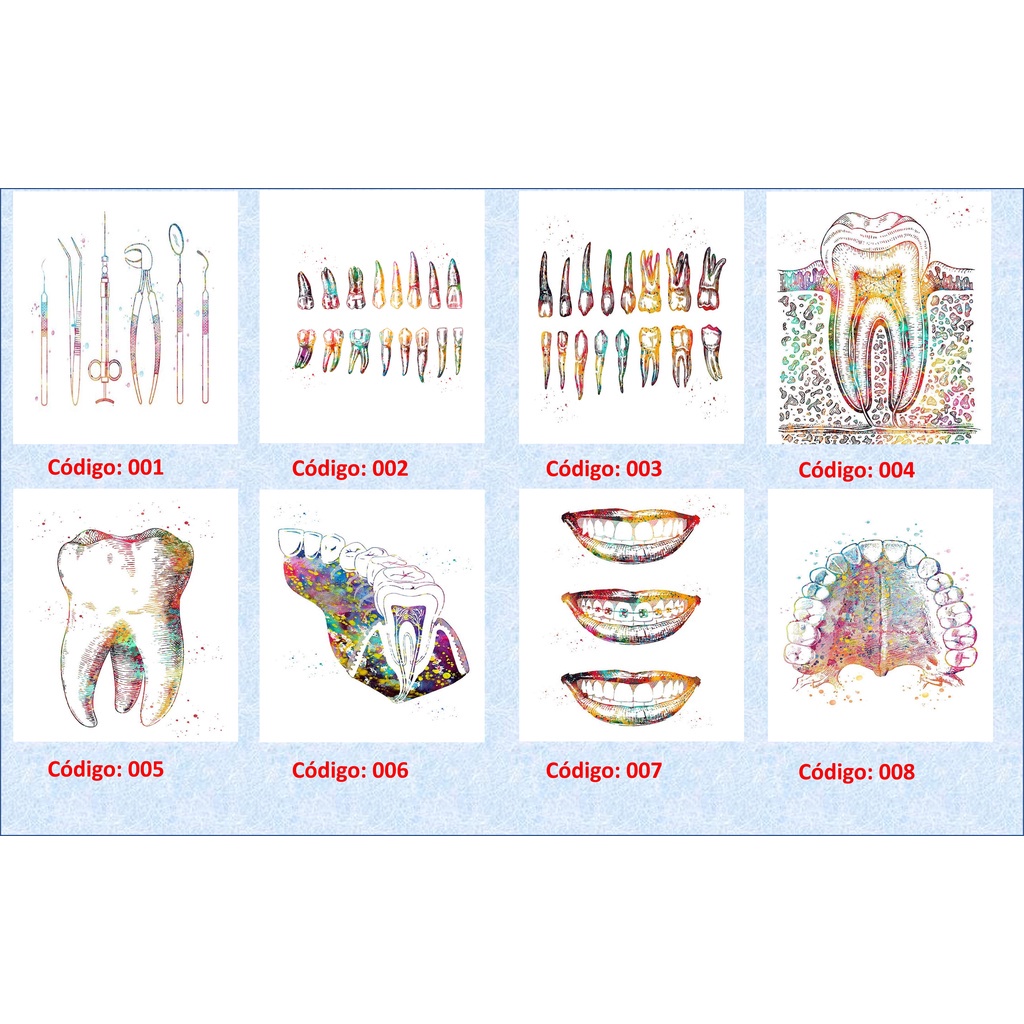 Dentista - Odontologia - Aparelho dental - Ortodontia - Dentes - Dentadura - 3 tamanhos disponíveis