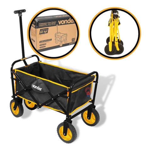 Carrinho Dobrável Com Bolsa Lona Removível Depósito Feira 60kg Vonder Oferta