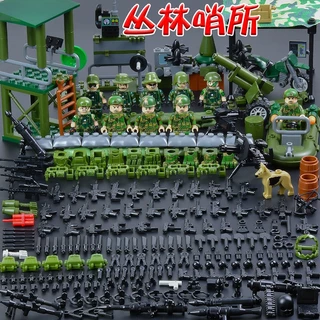 Bloco de Construção Minifigure Off-Road Modelo Hummer Educação da Força Militar Lego Jungle Compatível