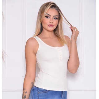 Blusa Botão Canelada De Algodão Os Botões Abrem