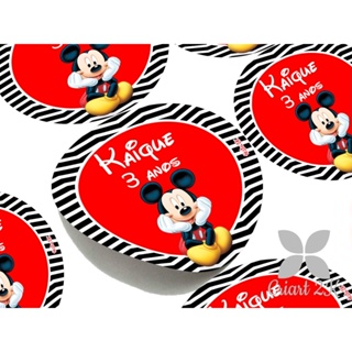 30 Tags Adesivo Personalizados 4cm Mickey