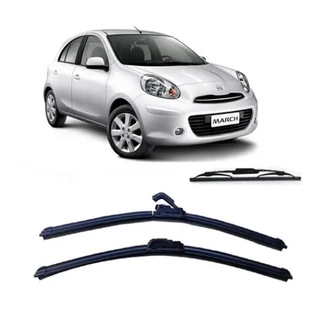 Kit 3 Palhetas Limpador De Parabrisa Dianteiro + Traseiro Para Nissan March 2012 Até 2022