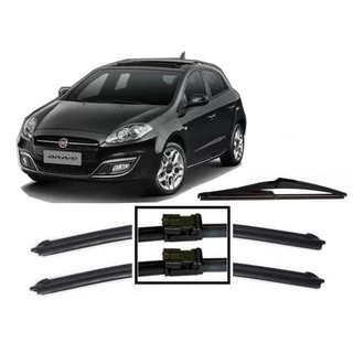 Kit Palhetas Limpador De Parabrisa Dianteiro + Traseiro Fiat Bravo 2011 2012 2013 2014 2015 2016 2017