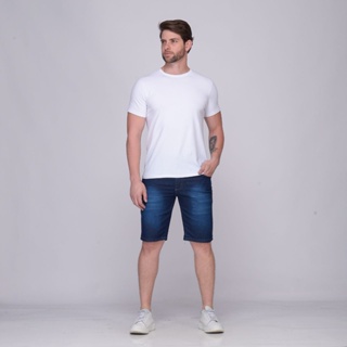Bermuda Skynni Masculina Jeans Lavagem Escura Com Pistolado