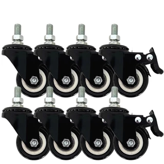 Kit 8 Rodizios Para Moveis Pesados Com Freio e Trava Tipo Espiga Super Resistente