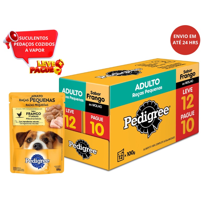 Ração Úmida Pedigree Sachê Frango Adulto Raças Pequenas 100g Alimento Completo Leve 12 Pague 10