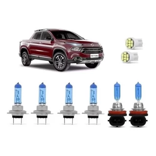 Kit Lampadas Super Branca Farol/ Milha + T10 Led Fiat Toro 8500K