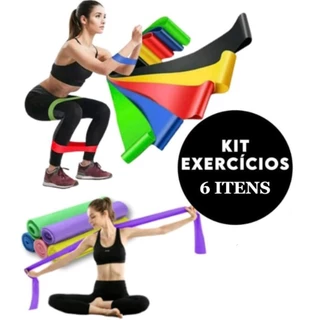 Kit Faixa Elástica Thera Band + 5 Elástico Treino Mini Band Exercícios Fisioterapia Yoga