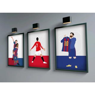 Quadro decorativo1 peça 40x60 Messi jogador de futebol para sala