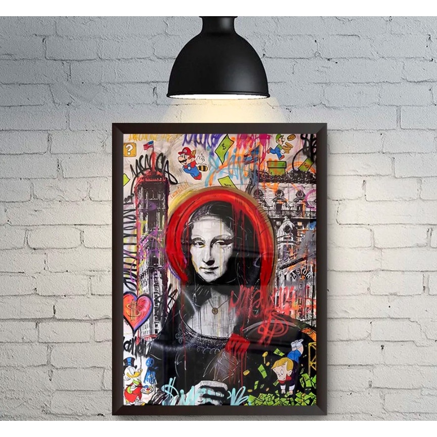 Quadro 110x80cm Decorativo Monalisa Grafite Arte de Rua