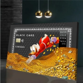 Quadro Tio Patinhas Black Card Ouro 110x80cm Sala Quarto Luxo