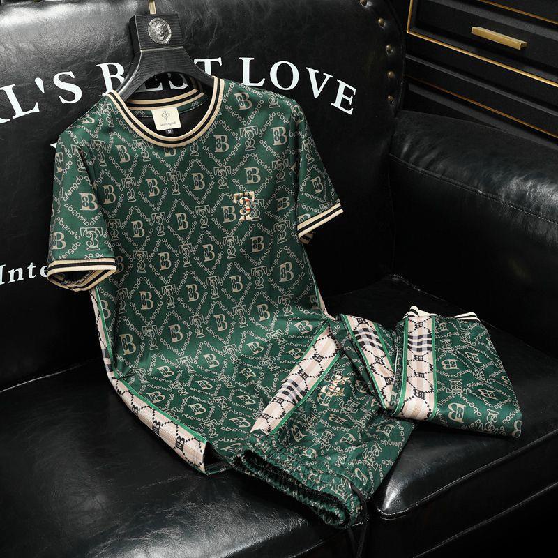 Tendência Da Estação Européia Imprimindo Terno Esportivo De Manga Curta Para O Verão Masculino Um Conjunto Completo De Homens De Alta Qualidade E casual