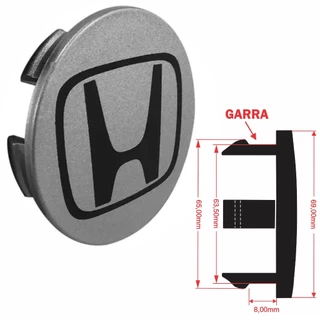 Calotinha Calota Centro 69,00mm Honda Prata Silk em Preto NEW CIVIC CRV HRV ACCORD 3D