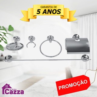 KIT COMPLETO PARA BANHEIRO 1 Porta Shampoo Reto + 1 Kit Acessórios