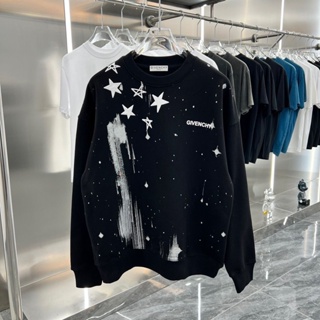 Givenchy 2023 Nova Carta Estrela De Cinco Pontas De Alta Qualidade Imprimindo Casualmente Camisola Solta Da Moda Homens E Mulheres Com O