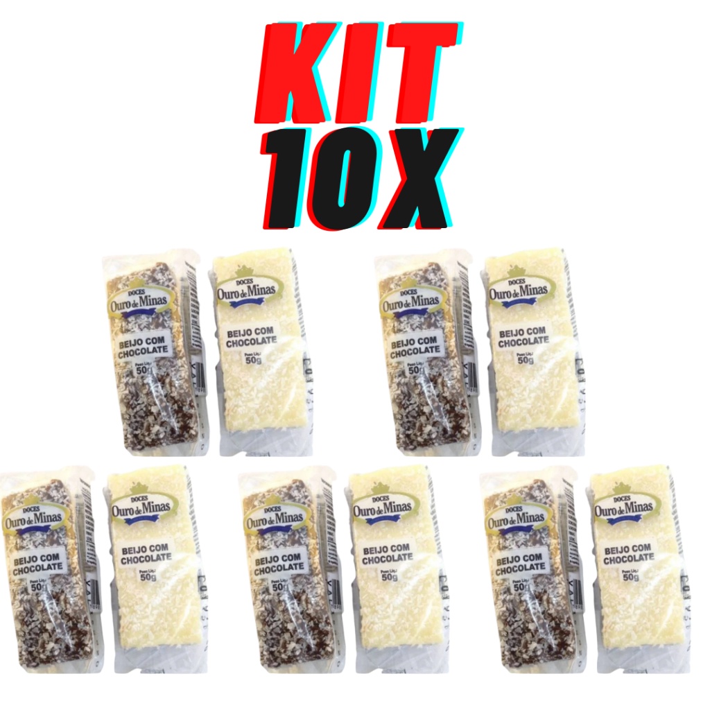 Kit 10 Unidades Pote Ouro De Minas Beijo Com Chocolate 50g