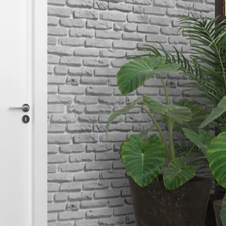 Papel De Parede Adesivo 3M Lavável Tijolo Cinza Escuro Efeito Canjiquinha 3D para Sala Quarto