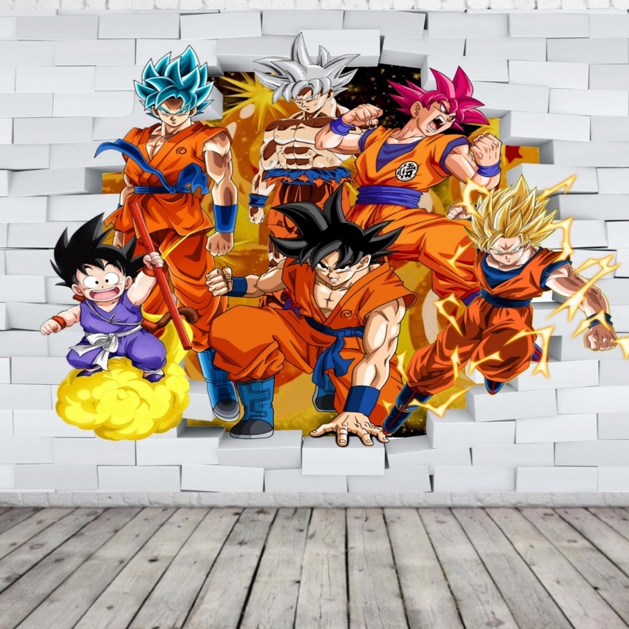 Dragon Ball Z Goku Adesivos de Parede Crianças Papel De Parede Dos Desenhos  Animados Anime Pintura