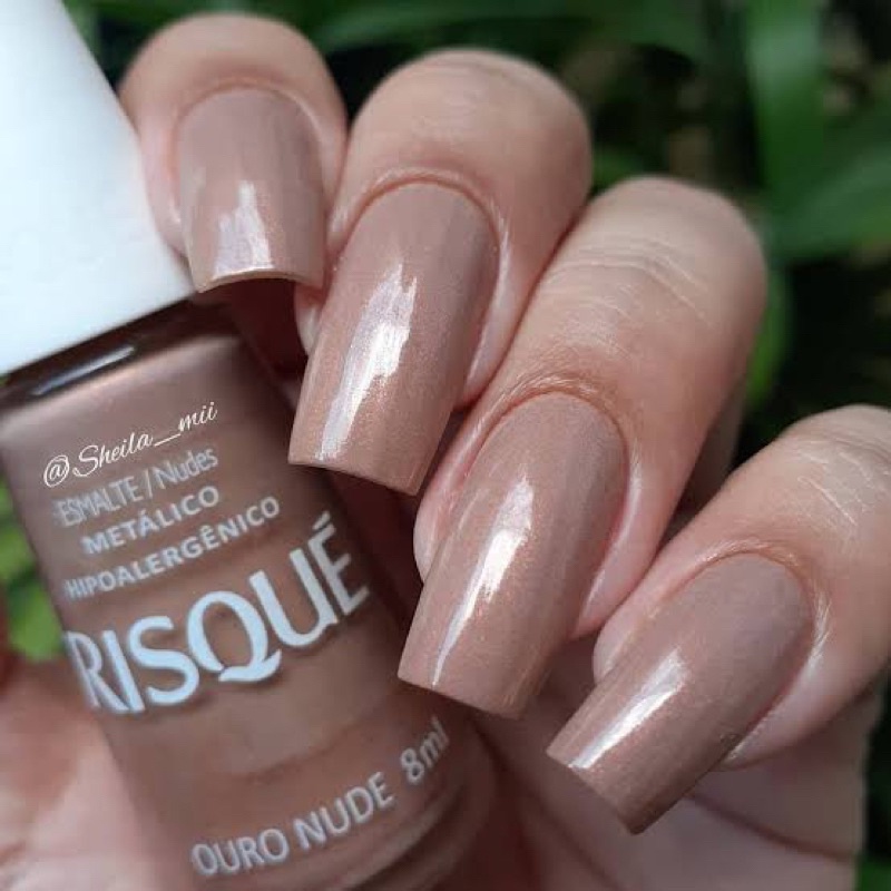 Esmalte Risqué Nude Metálico Ouro Nude 8ml Hipoalérgenico | Shopee Brasil
