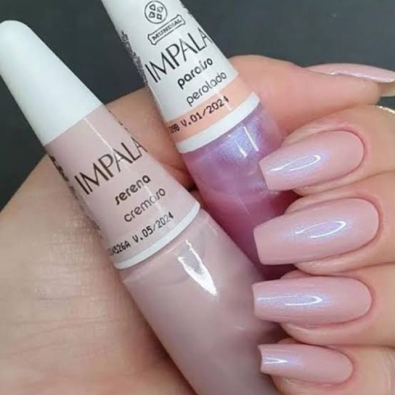 Kit 2 Esmalte Serena e Paraíso Perolado Impala 7,5ml Combinação de Esmalte