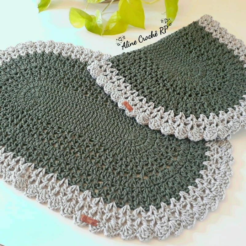 Tapete Crochê Oval - Tapetinhos de Crochê Barbante - Tapete para Porta Quarto Sala