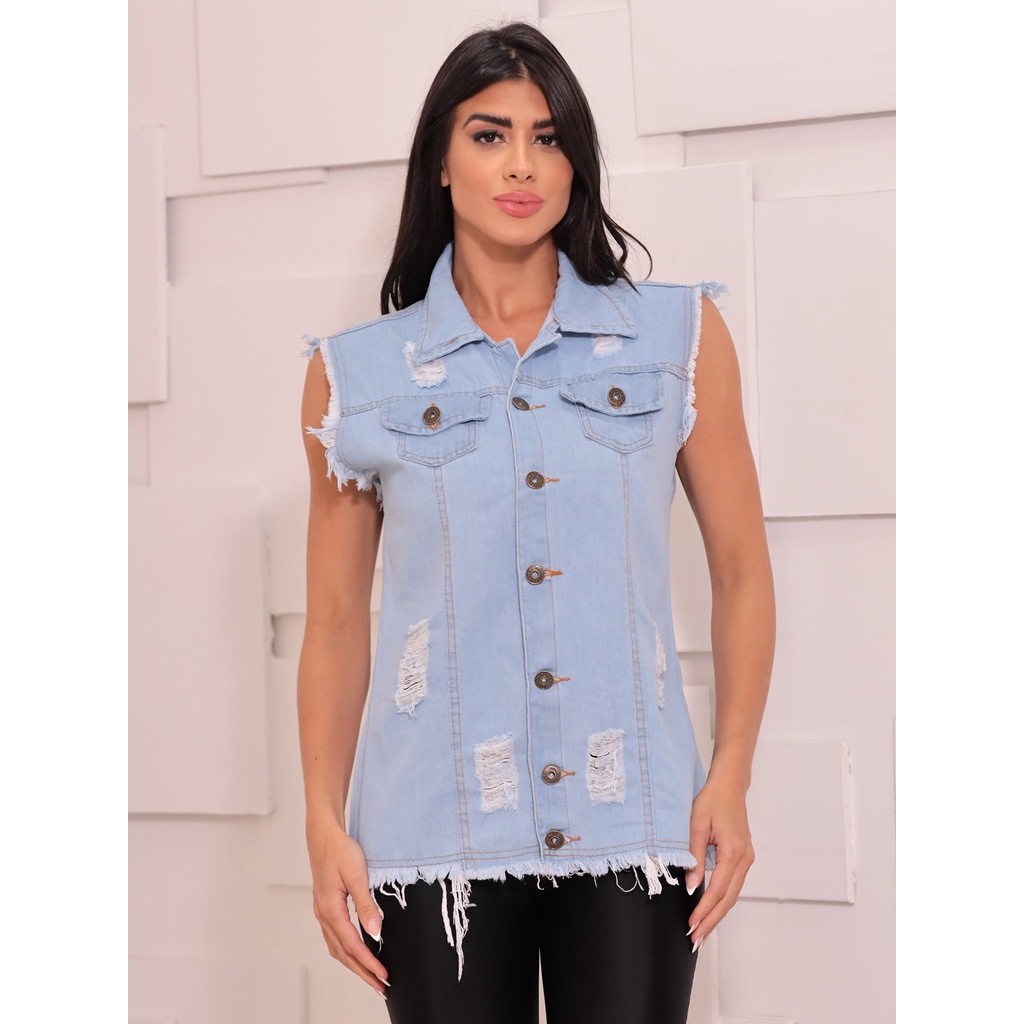 Colete jeans hot sale destroyed feminino