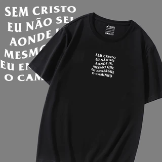 Camiseta Masculina preta de algodão Sem Cristo Não Sei Aonde Ir 