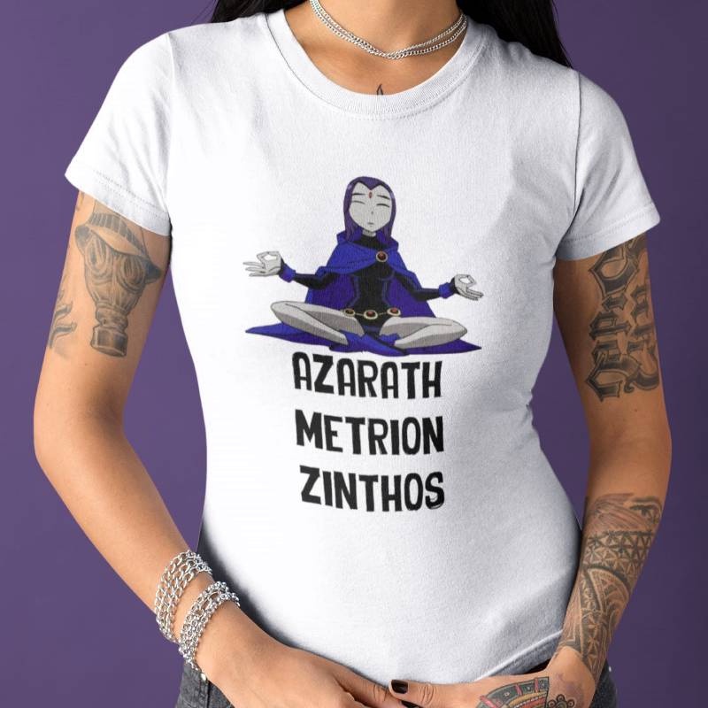 T-shirt Feminina Jovens Titãs Ravena Azarath Metrion Zinthos