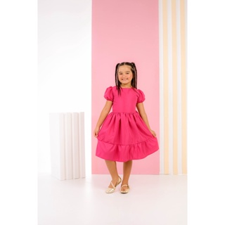 hahuha Vestido infantil para meninas de 5 anos Rockabilly sólido curto para  festa retrô roupas vintage manga swing 7-12 anos 