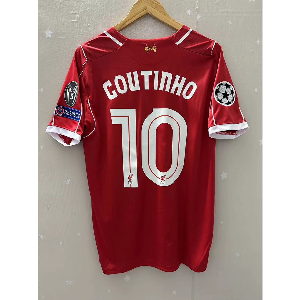 14-15 Liv-p COUTINHO GERRARD Camiseta Personalizada De Alta Qualidade Para Casa Retro Football Jersey