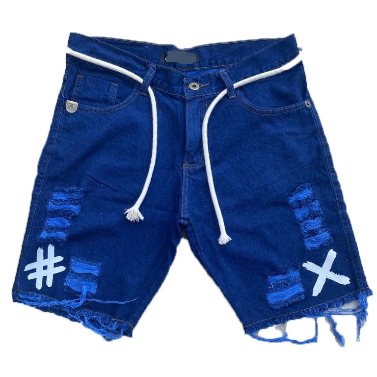 Bermuda Jeans Rasgada Masculina Destroyed Premium Slim - Envio Rápido